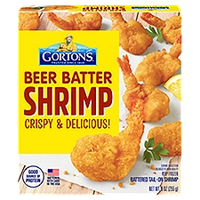 Gorton's Beer Battered 100% Whole Shrimp, Battered Tail-On Shrimp, Frozen, 9 Ounce Package
