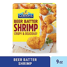 Gorton's Beer Battered 100% Whole Shrimp, Battered Tail-On Shrimp, Frozen, 9 Ounce Package