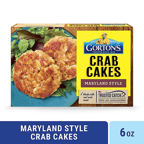 Gorton's Crab Cakes Maryland Style, Real Crab Meat with Onions, Butter, and Seasoning