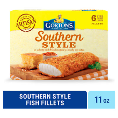 Gorton's Southern Style Artisan Fish Fillets, Wild Caught Pollock with Southern-Spiced Coating, 11 Ounce