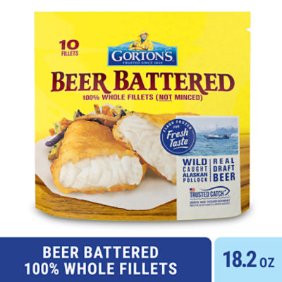 Gorton's Beer Battered Fish 100% Whole Fillets, Wild Caught Alaskan Pollock, 18.2 Ounce