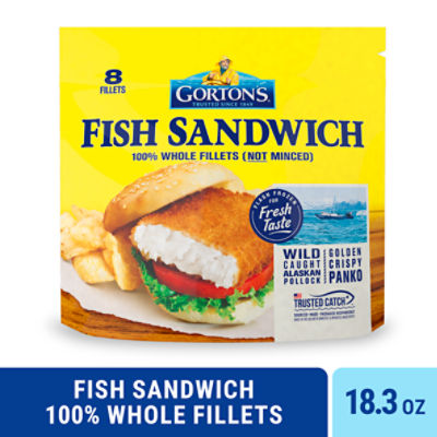 Gorton's Breaded Fish Sandwich Cut from 100 Whole Fillets, Wild Caught
