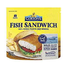 Gorton's Breaded Fish Sandwich Cut from 100% Whole Fillets, Wild Caught Alaskan Pollock, 18.3 Ounce