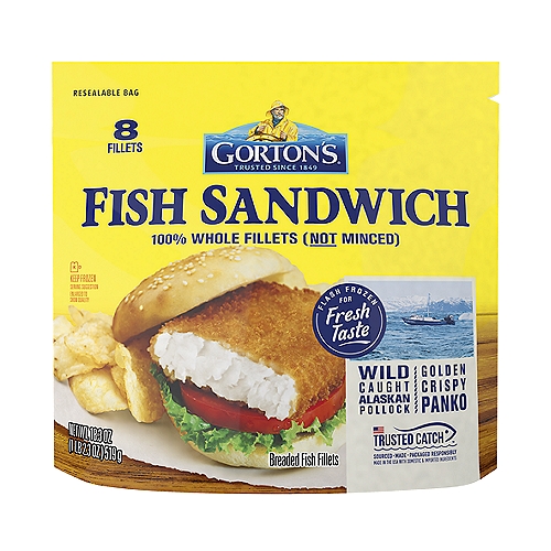 Gorton's Breaded Fish Sandwich Cut from 100% Whole Fillets, Wild Caught Alaskan Pollock