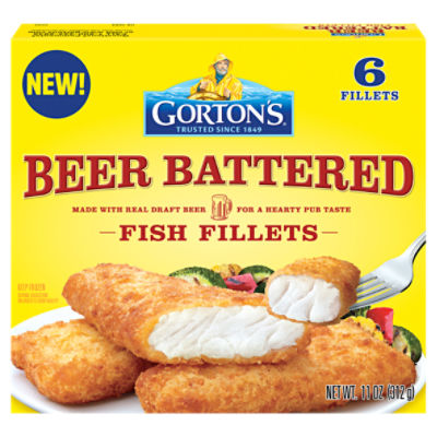 Gorton's Beer Battered Fish Whole Fish Fillets, Wild Caught Pollock, Frozen