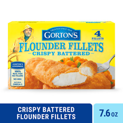 Gorton's Crispy Battered Fish 100% Real Fish Fillets, Wild Caught Flounder, 7.6 Ounce