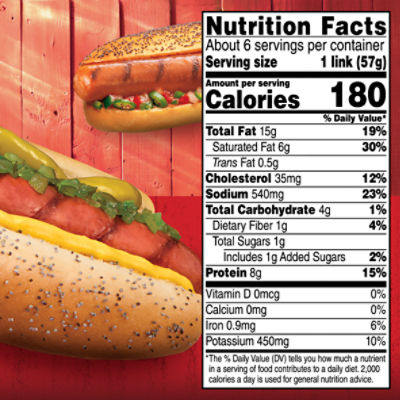 Hillshire Farm Beef Hot Smoked Sausage with Spicy Red Pepper, 6 Links, 12 oz