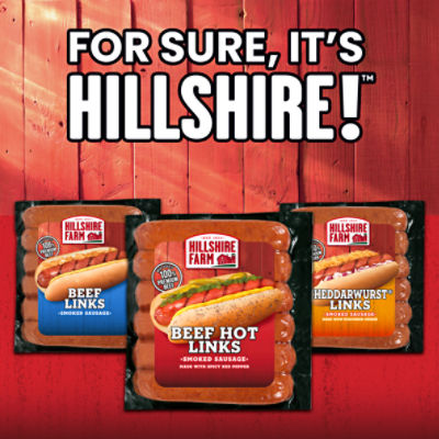 Hillshire Farm Beef Hot Smoked Sausage with Spicy Red Pepper, 6 Links, 12 oz