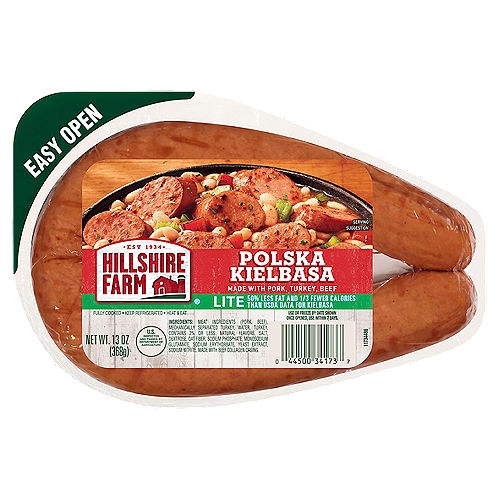 Hillshire Farm Lite Polska Kielbasa, 13 oz
Fat has been reduced from 16g to 8g. Calories have been reduced from 180 to 110 per serving.