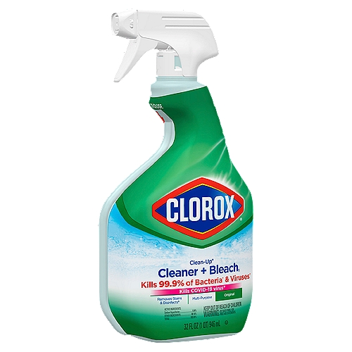 Clorox® Clean-Up® all purpose bleach spray cleaner is designed to quickly and effectively clean, disinfect and deodorize a variety of surfaces both indoors and outdoors. Proven to kill the COVID-19 virus*, this disinfecting spray also kills 99.9% of bacteria* and viruses. With the power to remove tough kitchen and bath stains, grease and dirt on contact, this household cleaner can be used on multiple hard, nonporous surfaces throughout your home, including kitchen sinks, counters, refrigerators, appliances, tubs, toilets, fiberglass, floors, showers and tiles. With the Smart Tube® technology bottle, you are guaranteed to spray every last drop. The easy to use trigger lets you spray into corners and hard to reach places for a thorough clean. This disinfecting spray leaves your home sparkling clean and smelling fresh. The Clorox® Clean Up® Cleaner with Bleach gets the job done. *Kills SARS-CoV-2 on hard, nonporous surfaces. Use as directed for other germs.
