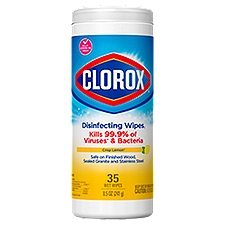 Clorox Disinfecting Wipes, Bleach Free Cleaning Wipes, Crisp Lemon, 35 Count