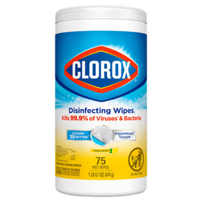 Clorox Disinfecting Wipes, Bleach Free Cleaning Wipes, Crisp Lemon, 75 Count, 75 Each