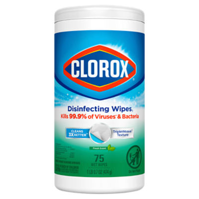 Clorox Disinfecting Wipes, Bleach Free Cleaning Wipes, Fresh Scent, 75 Count, 75 Each