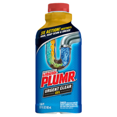 Liquid-Plumr Industrial Strength Urgent Clear, Liquid Drain Cleaner, 17 Ounces