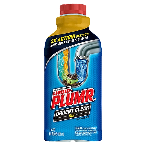 Liquid-Plumr Industrial Strength Urgent Clear, Liquid Drain Cleaner, 17 Ounces