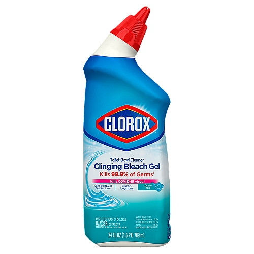 Clorox Ocean Mist Toilet Bowl Cleaner Clinging Bleach Gel, 24 fl oz