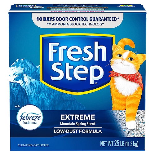 Clumping Cat Litter. Fresh Step Extreme Cat Litter eliminates the strongest litter box odors with the power of Febreze in Mountain Spring scent.