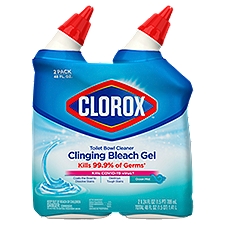 Clorox Toilet Bowl Cleaner, Clinging Bleach Gel, Ocean Mist - 24 Ounces (Pack of of 2), 48 Ounce