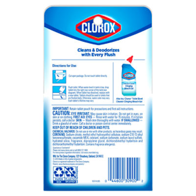 Clorox Bleach & Blue Rain Clean Toilet Bowl Cleaner Tablets, 2.47 oz, 2 count