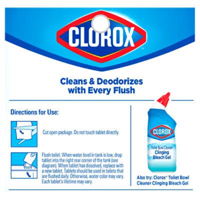 Clorox Bleach & Blue Rain Clean Toilet Bowl Cleaner Tablets, 2.47 oz, 2 count