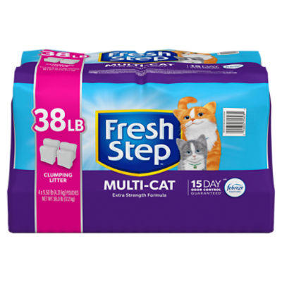 Fresh Step Multi-Cat Extra Strength Formula Clumping Cat Litter, 9.5 lb, 4 count