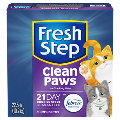 Fresh Step Clean Paws Clumping Cat Litter, Low Tracking, Multi-Cat - 22.5 lb