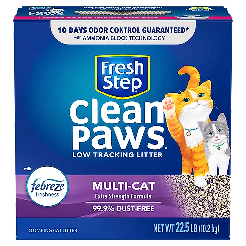 Clumping Cat Litter. Fresh Step Clean Paws Multi-Cat with the Power of Febreze helps to keep paws and your home clean while fighting odors without the dust.
