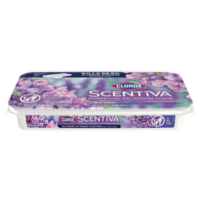 Clorox Scentiva Disinfecting Wet Mopping Cloths, Lavender and Jasmine, 12 Wet Refills