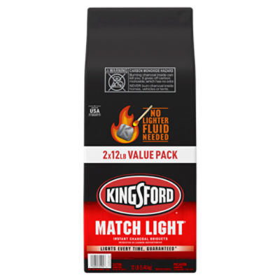 Kingsford Match Light Instant Charcoal Briquettes for Grilling, 12 Pounds Each, Pack of 2, 24 Pound