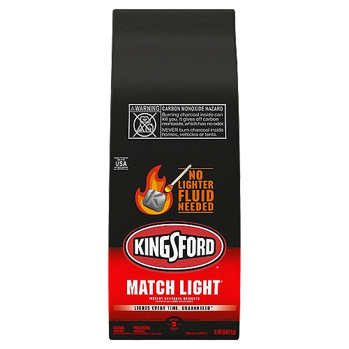 Kingsford Match Light Instant Charcoal Briquets, 8 lb
Light Every Time Guaranteed*
Lights Instantly*
*When Used as Directed