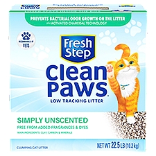 Fresh Step Clean Paws Simply Unscented Clumping Cat Litter, 22.5 lb