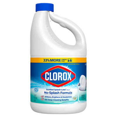Clorox Splash-Less Bleach, Clean Linen, 77 Ounce Bottle (Package May Vary)