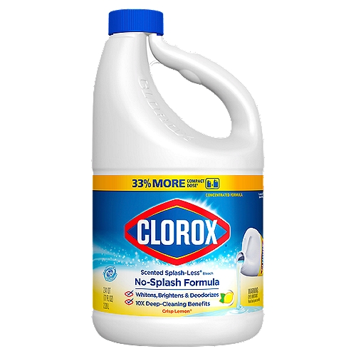 33% More Compact Dose • • vs. previous Clorox Splash-Less Bleach