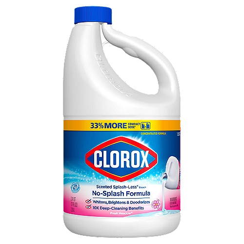 Clorox Splash-Less Bleach, Fresh Meadow, 77 Ounce Bottle (Package May Vary)