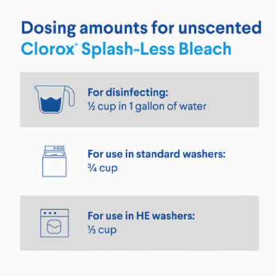 Clorox Splash-Less Bleach, 3.66 qt