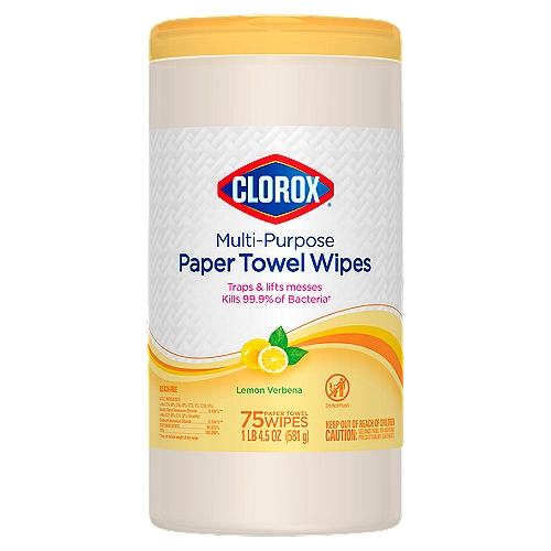 Clorox Multi-Purpose Paper TowelWipes, Lemon Verbena Scent - 75 Wipes