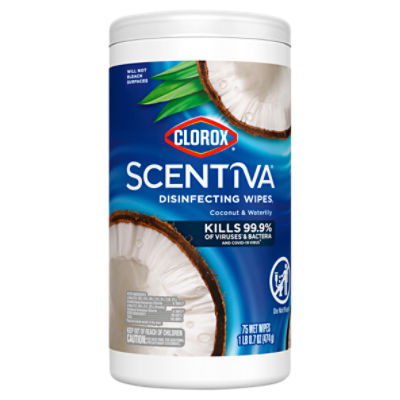 Clorox Scentiva Wipes, Bleach Free Cleaning Wipes, Coconut & Waterlily, 75 Count