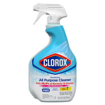 Clorox Disinfecting All Purpose Cleaner, Bleach Free, Crisp Lemon Scent, 32 Fluid Ounces