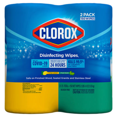 Clorox Crisp Lemon and Fresh Scent Disinfecting Wipes, 2 count, 4.4 oz