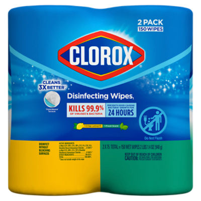 Clorox Disinfecting Wipes Value Pack, Bleach Free Cleaning Wipes, 75 Count Each, Pack of 2