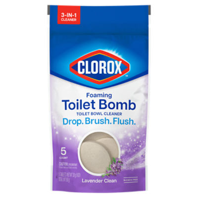 Clorox Foaming Toilet Bomb Toilet Bowl Cleaner, Bleach Free, Lavender Clean, 5 Count, 5 Each