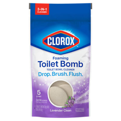 Clorox Foaming Toilet Bomb Lavender Clean Toilet Bowl Cleaner Tablets, 30 g, 5 count