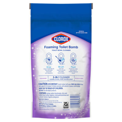 Clorox Foaming Toilet Bomb Lavender Clean Toilet Bowl Cleaner Tablets, 30 g, 5 count
