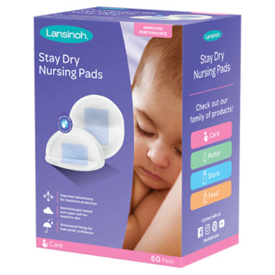 Lansinoh Care Stay Dry Nursing Pads, 60 count - The Fresh Grocer