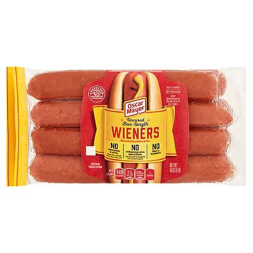 Oscar Mayer Uncured Bun-Length Wieners Hot Dogs, 8 ct Pack