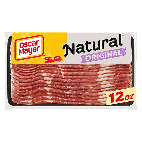 Oscar Mayer Original Smoked Uncured Bacon, 12 oz
Natural*
*No Artificial Ingredients
*Minimally Processed

No Nitrates or Nitrites Added
Except Those Naturally Occurring in Cultured Celery Juice and Sea Salt