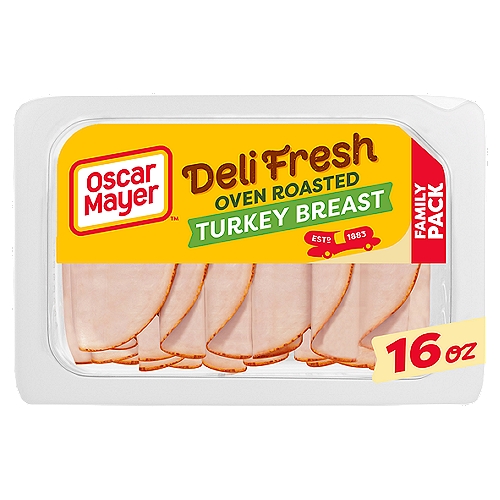Oscar Mayer Deli Fresh Oven Roasted Turkey Breast Family Size, 16 oz
No Artificial Preservatives*
*See Back Panel for Ingredients to Support Quality