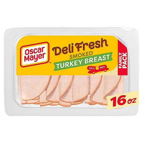 Oscar Mayer Deli Fresh Smoked Turkey Breast Family Pack, 16 oz
No Artificial Preservatives*
*See Back Panel for Ingredients to Support Quality