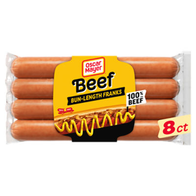 Oscar Mayer Bun-Length Beef Franks Hot Dogs, 8 ct Pack