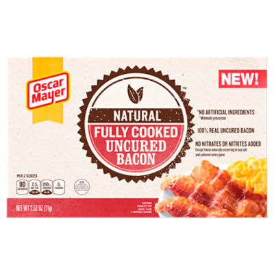 Oscar Mayer Natural Fully Cooked Uncured Bacon, 2.52 oz. Box